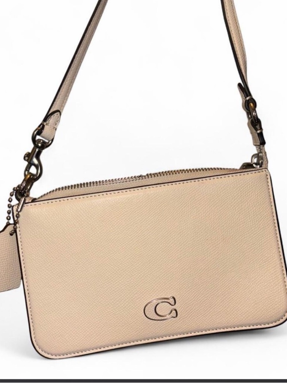 Coach Pebbled Leather Crossbody in Light Beige with Gold Hardware